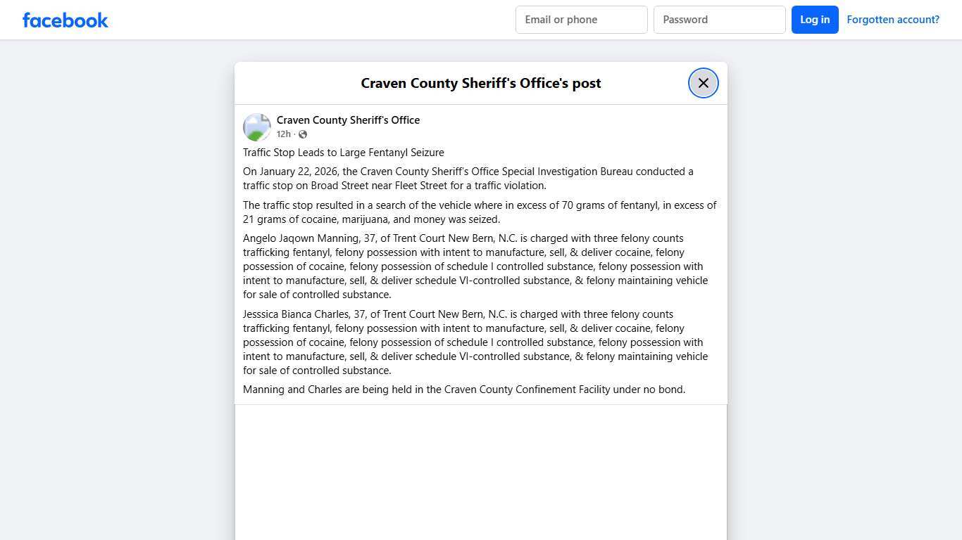 Traffic Stop Leads to... - Craven County Sheriff's Office Facebook